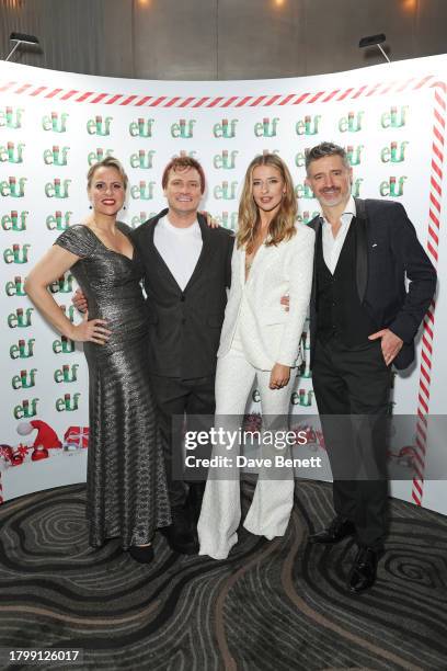 Rebecca Lock, Matthew Wolfenden, Georgina Castle and Tom Chambers attend the press night after party for "Elf The Musical" at The Radisson Blu...