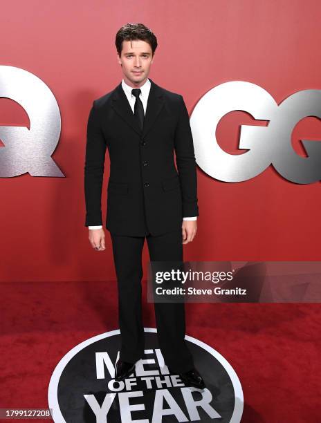 Patrick Schwarzenegger arrives at the 2023 GQ Men Of The Year at Bar Marmont on November 16, 2023 in Los Angeles, California.