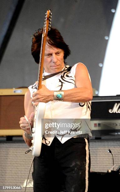 Jeff Beck performs during the 41st Annual New Orleans Jazz & Heritage Festival Presented by Shell at the Fair Grounds Race Course on May 1, 2010 in...