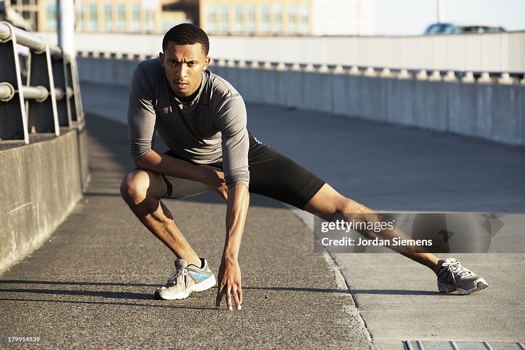 A man running in the city.