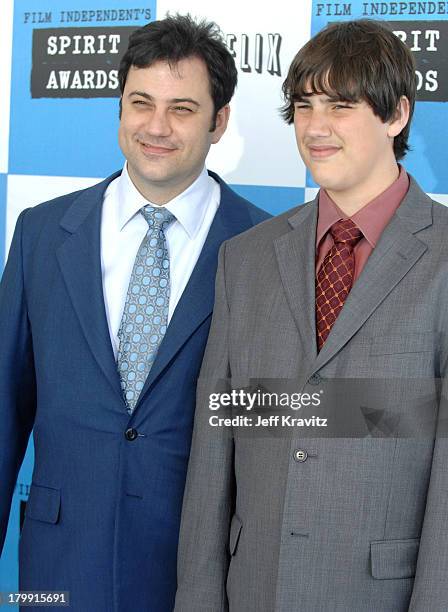 Jimmy Kimmel and Kevin Kimmel during 2007 Film Independent's Spirit Awards - Arrivals at Santa Monica Pier in Santa Monica, California, United States.