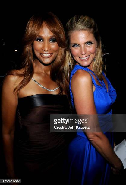Actress/model Beverly Johnson and actress/model Kim Alexis backstage at the 6th Annual TV Land Awards held at Barker Hangar on June 8, 2008 in Santa...
