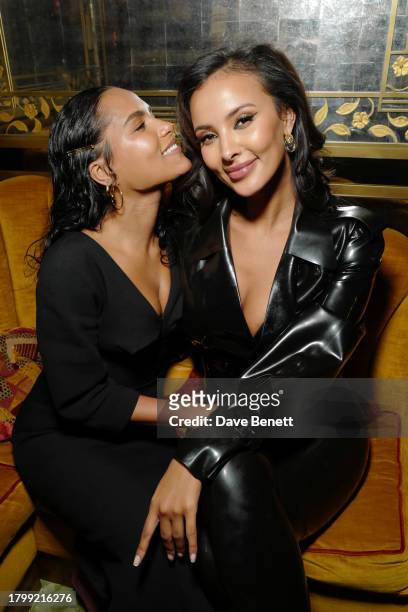 Saffron Hocking and Maya Jama attend the Miu Miu Select event, featuring a special curated selection of Miu Miu by Emma Corrin, at George Club on...