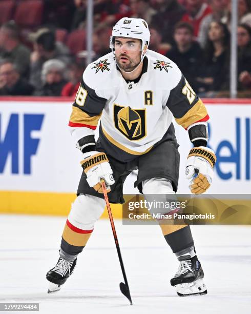 William Carrier of the Vegas Golden Knights skates during the third period against the Montreal Canadiens at the Bell Centre on November 16, 2023 in...