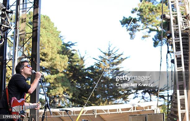 Musician/songwriter Jeff Tweedy of Wilco performs onstage during the 2008 Outside Lands Music And Arts Festival held at Golden Gate Park on August...