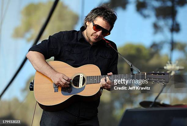 Musician/songwriter Jeff Tweedy of Wilco performs onstage during the 2008 Outside Lands Music And Arts Festival held at Golden Gate Park on August...