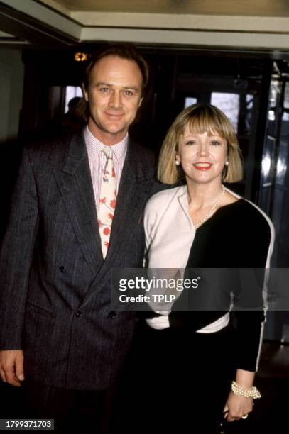 English film actor Christopher Cazenove and his wife, British actress Angharad Rees pose for a portrait in London, England, December 15, 1989.