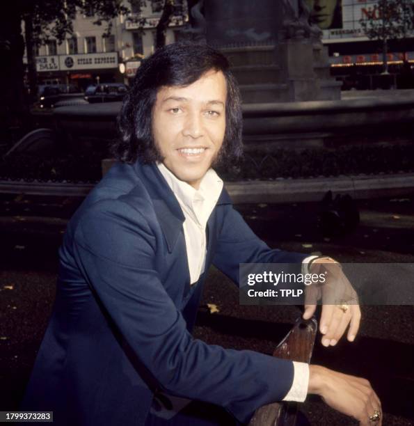 British dancer and recording artist Peter Gordeno poses for a portrait in London, England, October 25, 1973.