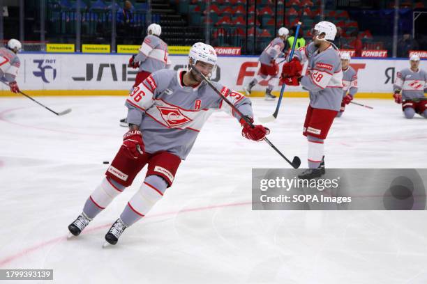 Spartak Hockey Club player, Alexander Burmistrov seen in action during the Kontinental Hockey League, regular season KHL 2023 - 2024 between SKA...