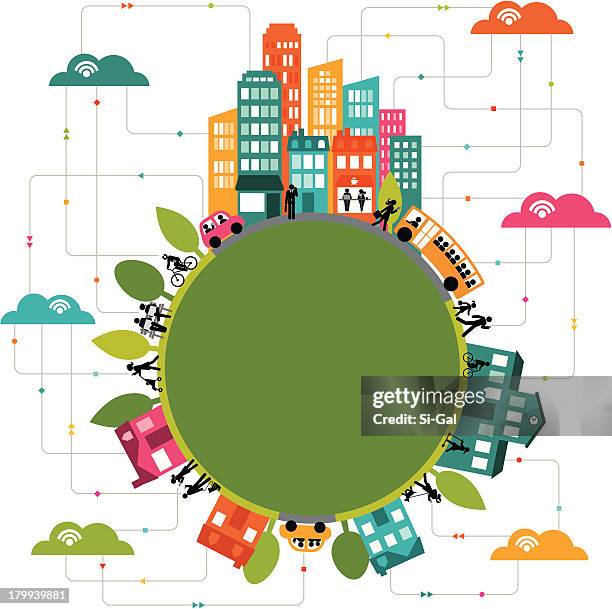 cloud computing connects communities worldwide - school cafeteria stock illustrations