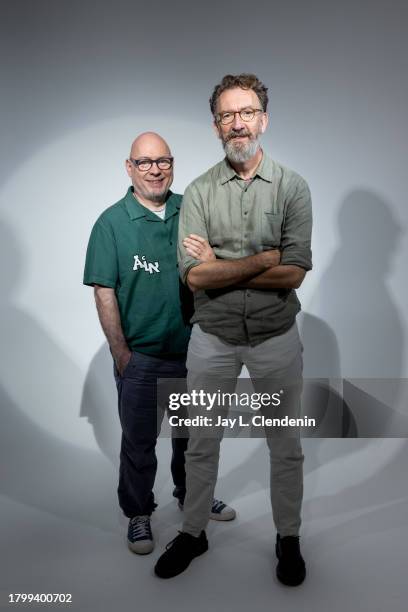 Singer/songwriter/producer Gary Clark and writer/director/musician John Carney are photographed for Los Angeles on October 13, 2023 in Los Angeles,...