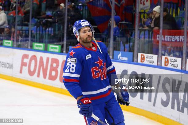 Hockey Club player, Sergei Tolchinsky seen in action during the Kontinental Hockey League, regular season KHL 2023 - 2024 between SKA Saint...