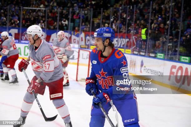 Hockey Club player, Andrei Chivilyov seen in action during the Kontinental Hockey League, regular season KHL 2023 - 2024 between SKA Saint Petersburg...