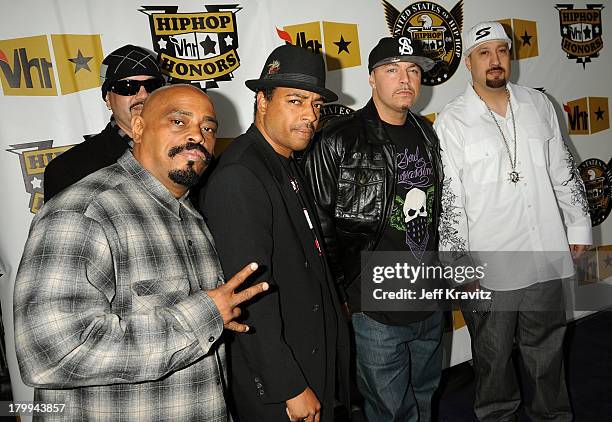 Sen Dog, Eric Bobo, DJ Muggs and B Real of Cypress Hill attend the 2008 VH1 Hip Hop Honors awards show at Hammerstein Ballroom on October 2, 2008 in...