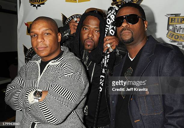 Honorees Vin Rock, Treach and DJ Kay Gee of Naughty By Nature attends the 2008 VH1 Hip Hop Honors awards show at Hammerstein Ballroom on October 2,...