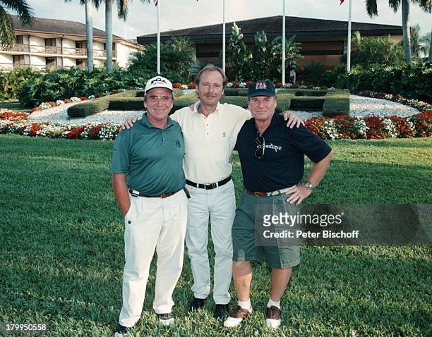 Fritz Wepper, Bruder Elmar , Jürgen;Rassmann , Golfplatz, Palm;Beach/Florida/USA/Amerika, Urlaub, Mütze,