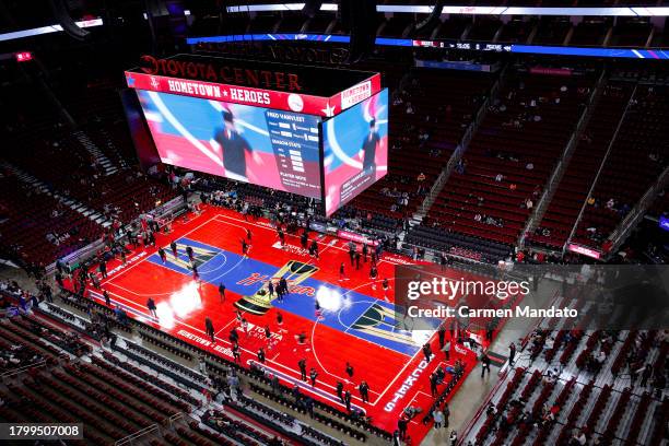 In-Season Tournament court is seen prior to a game between the Houston Rockets and the New Orleans Pelicans at Toyota Center on November 10, 2023 in...