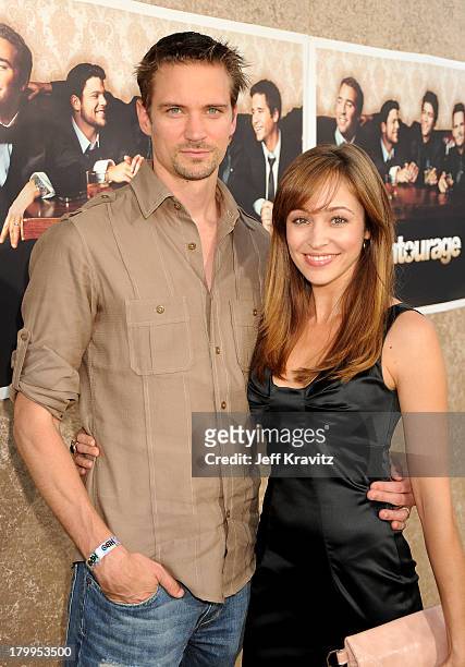 Actor Jesse Warren and wife actress Autumn Reeser arrives on the red carpet to HBO's official premiere of Entourage Season 6 held at Paramount...