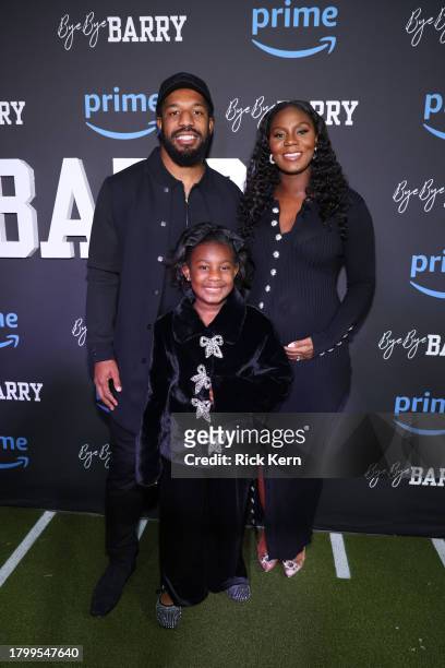 Jalen Reeves-Maybin and family attend "Bye Bye Barry" World Premiere at Fox Theatre on November 17, 2023 in Detroit, Michigan.