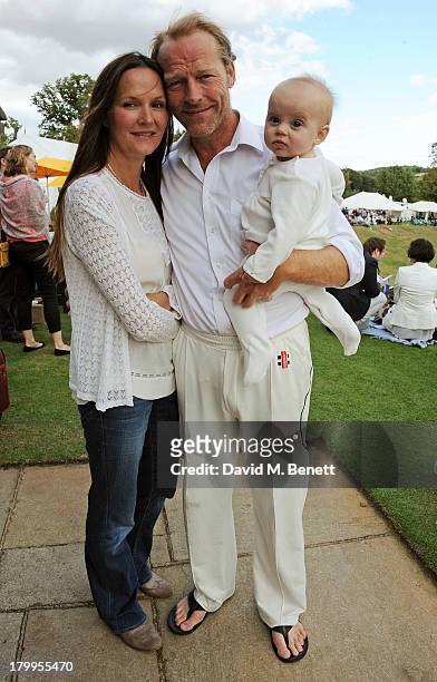 Iain Glen and Charlotte Emmerson attend the first ever 'Words For Wickets' festival, featuring teams made up of authors and actors, at The Wormsley...