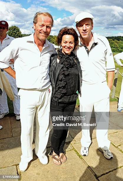 Iain Glen, Helen McCrory and Damian Lewis attend the first ever 'Words For Wickets' festival, featuring teams made up of authors and actors, at The...