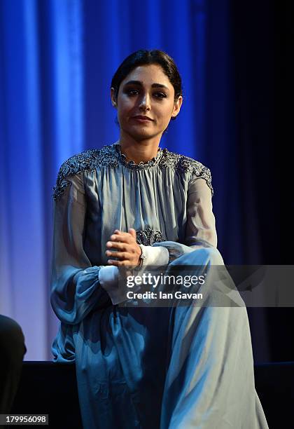 Orizzonti Jury member Iranian actress Golshifteh Farahani wears a Jaeger-LeCoultre Vintage Couvercle watch on stage during the Award Ceremony at the...