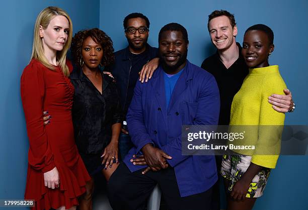 Actress Sarah Paulson, actress Alfre Woodard, actor Chiwetel Ejiofor, director Steve McQueen, actor Michael Fassbender and actress Lupita Nyong'o of...