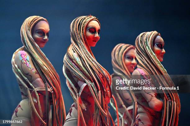 Performers from Cirque Du Soleil entertain ahead of the F1 Grand Prix of Las Vegas on November 17, 2023 in Las Vegas, Nevada.