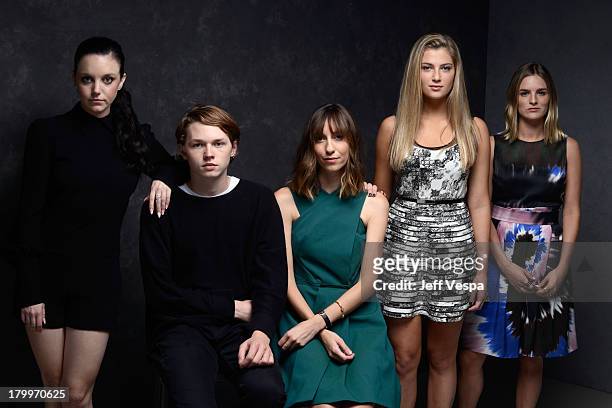 Actress Claudia Levy, actor Jack Kilmer, director Gia Coppola, actress Zoe Levin and actress Nathalie Love of 'Palo Alto' pose at the Guess Portrait...