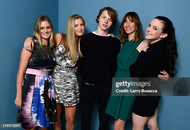 Actress Nathalie Love, actress Zoe Levin, actor Jack Kilmer, director Gia Coppola and actress Claudia Levy of 'Palo Alto' pose at the Guess Portrait...