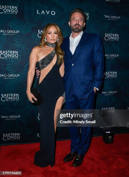 Jennifer Lopez and Ben Affleck attend the 2023 Eastern Congo Initiative Poker and Blackjack Tournament hosted by TAO Group Hospitality at LAVO...