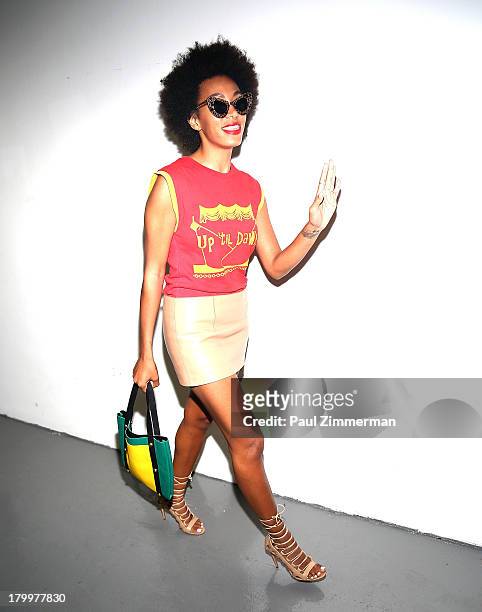 Singer Solange Knowles attends the Alexander Wang show during Spring 2014 Mercedes-Benz Fashion Week at Pier 94 on September 7, 2013 in New York City.