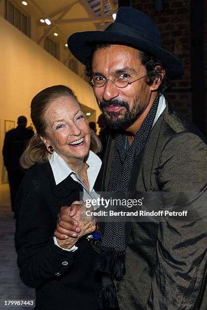 Doris Brynner and Haider Ackermann attend the Georg Baselitz exhibition preview and dinner at Thaddeus Ropac Gallery on September 7, 2013 in Pantin,...