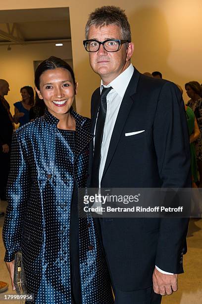 Jay Jopling and Hikari Yokoyama attend the Georg Baselitz exhibition preview and dinner at Thaddeus Ropac Gallery on September 7, 2013 in Pantin,...