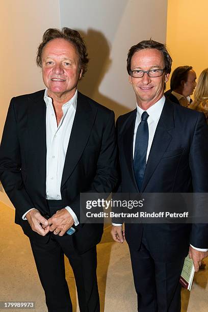 Guillaume Durand and Thaddaeus Ropac attend the Georg Baselitz exhibition preview and dinner at Thaddeus Ropac Gallery on September 7, 2013 in...