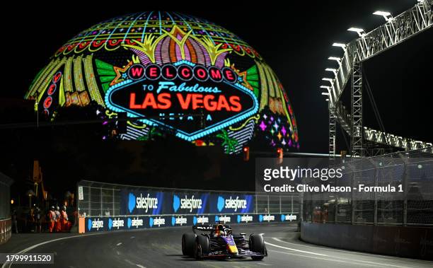 Max Verstappen of the Netherlands driving the Oracle Red Bull Racing RB19 on track in front of Sphere during final practice ahead of the F1 Grand...