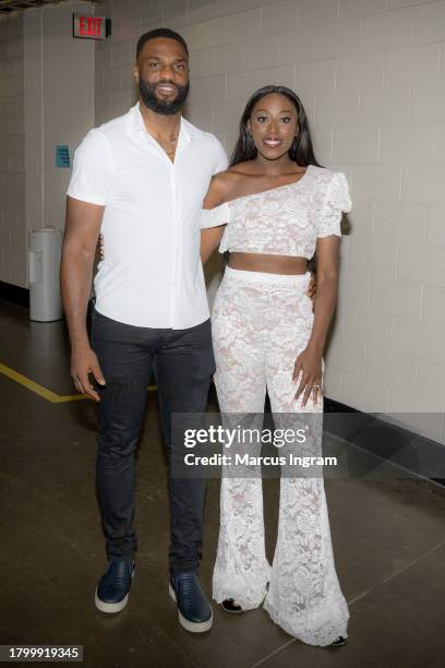 Eja Nia and Chiney Ogwumike attend the Burna Boy's I Told Them....Tour at Toyota Center on November 17, 2023 in Houston, Texas.