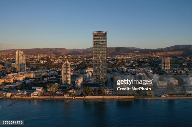 View of the 33-storey residential complex The Ritz-Carlton Residences in the early morning in the Mediterranean port of Limassol. Cyprus, Friday,...