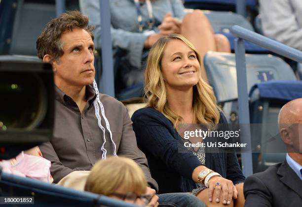 Ben Stiller and Christine Taylor attend the 2013 US Open at USTA Billie Jean King National Tennis Center on September 7, 2013 in New York City.