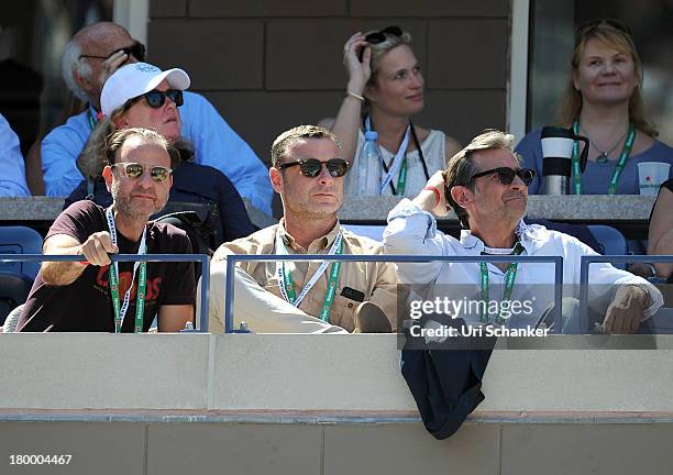 Fisher Stevens, Liev Schreiber and Griffin Dunne attend the 2013 US Open at USTA Billie Jean King National Tennis Center on September 7, 2013 in New...