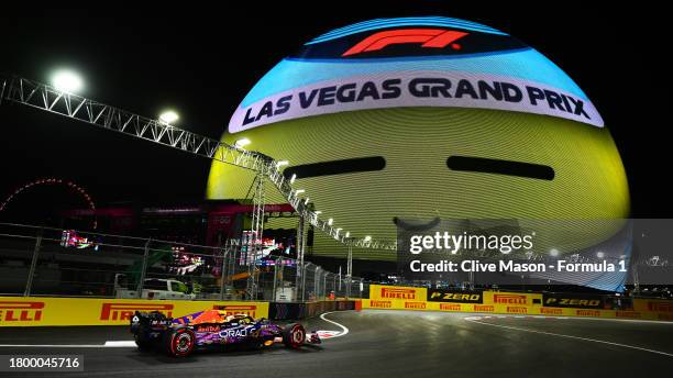 Max Verstappen of the Netherlands driving the Oracle Red Bull Racing RB19 on track in front of Sphere during qualifying ahead of the F1 Grand Prix of...