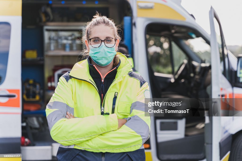 Young female paramedic portrait