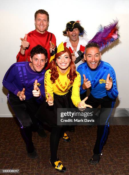 Actors Simon Pryce, Greg Page, Lachlan Gillespie, Emma Watkins and Anthony Field attend 'The Wiggles Portrait Session' held at the Thousand Oaks...