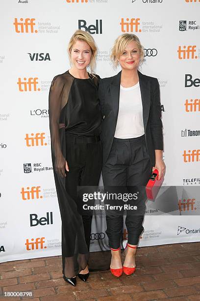 Actors Laura Ramsey and Amy Poehler attend the 'You Are Here' premiere at Ryerson Theatre during 2013 Toronto International Film Festival on...