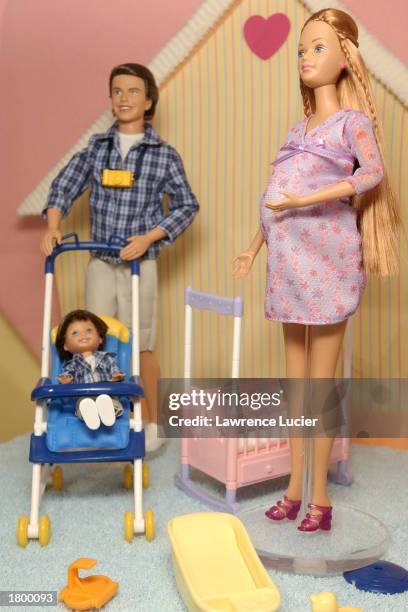 Toymaker Mattel features the Midge Barbie Doll of the Happy Family Barbie Collection collection at the 2003 Toy Fair February 16, 2003 in New York...