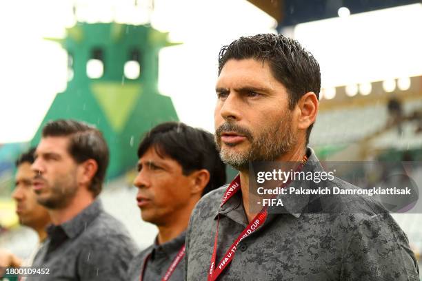 Raul Chabrand, Manager of Mexico during the FIFA U-17 World Cup Group F match between New Zealand and Mexico at Si Jalak Harupat Stadium on November...