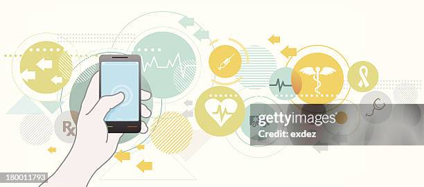 illustrations, cliparts, dessins animés et icônes de smartphone pour la santé - fourniture médicale