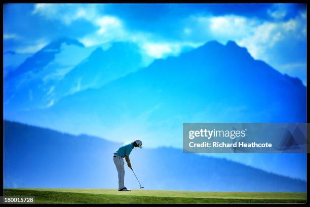 Michael Hoey of Northern Ireland in action during the first round of the Omega European Masters at the Crans-sur-Sierre Golf Club on September 5,...