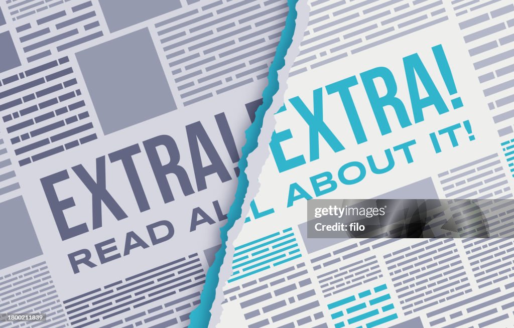 Extrra Extra Extra Extra Read All About It News Newspaper Background High-Res Vector ...