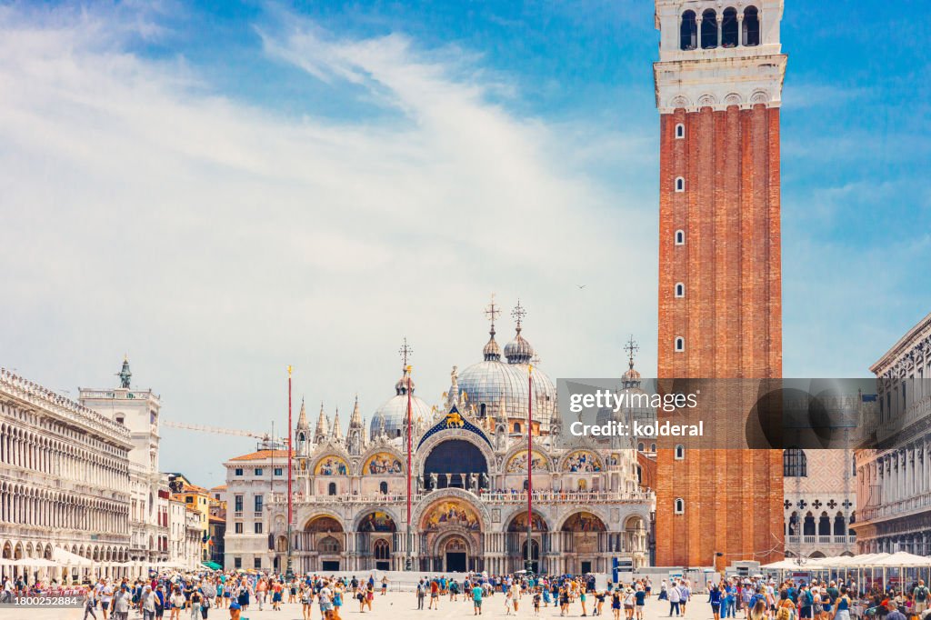 St. Marks square in Venice in bright sunlight, Italy